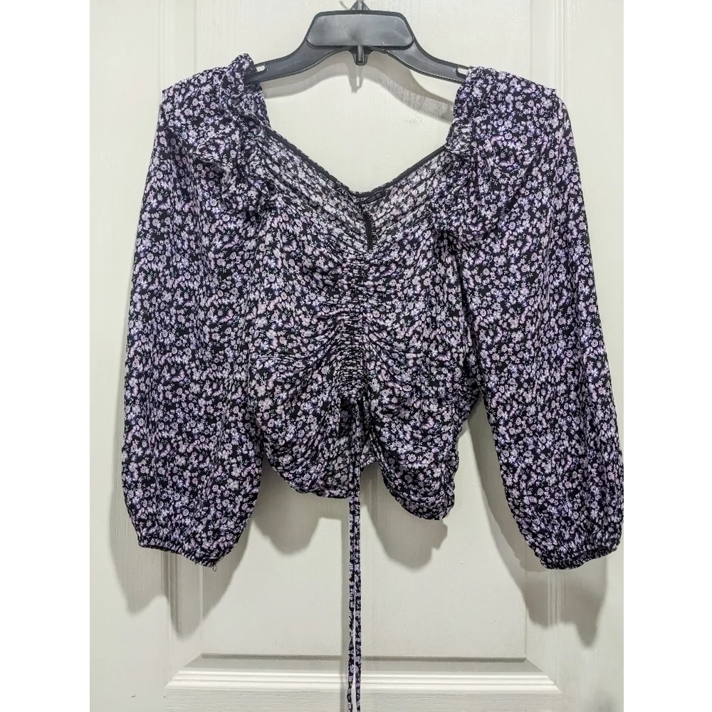Zara | Ruched Floral Print Crop Top
